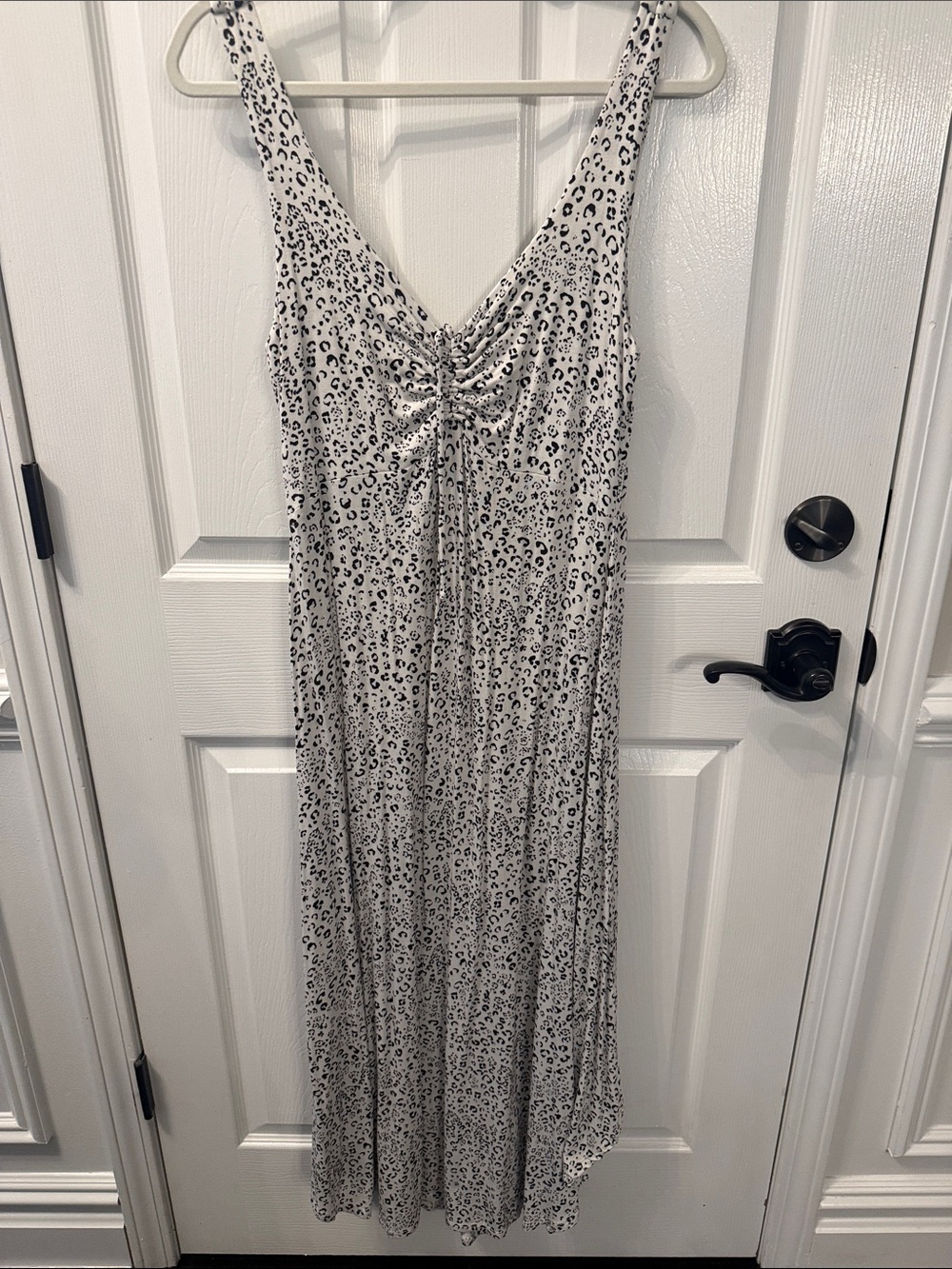 Z Supply White Maxi Dress with Black Leopard Print